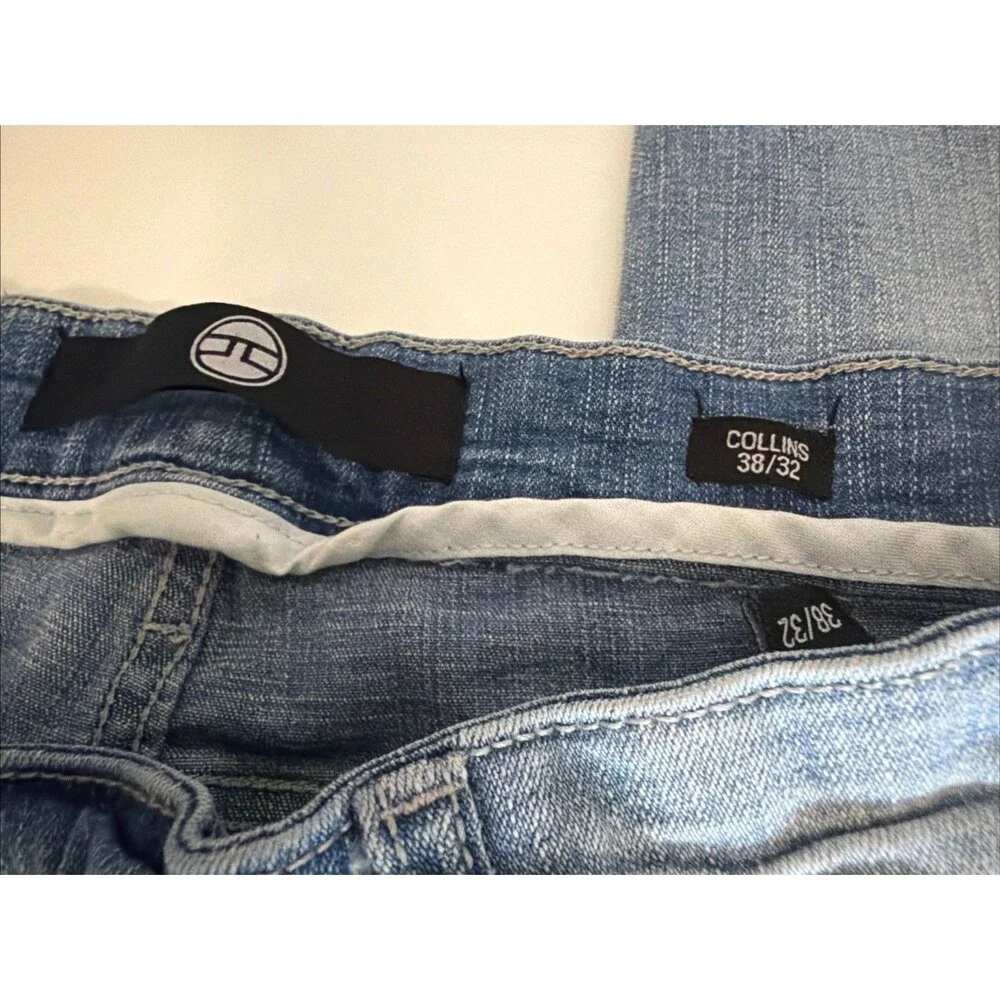 JORDAN CRAIG COLLINS Blow Out Relax Fit Distressed Jeans Light Wash Denim 38x32